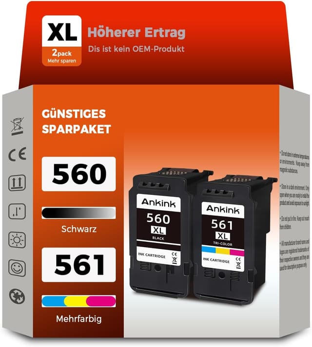 Detalle de ANKINK 560XL/561XL Schwarz 2er-Pack