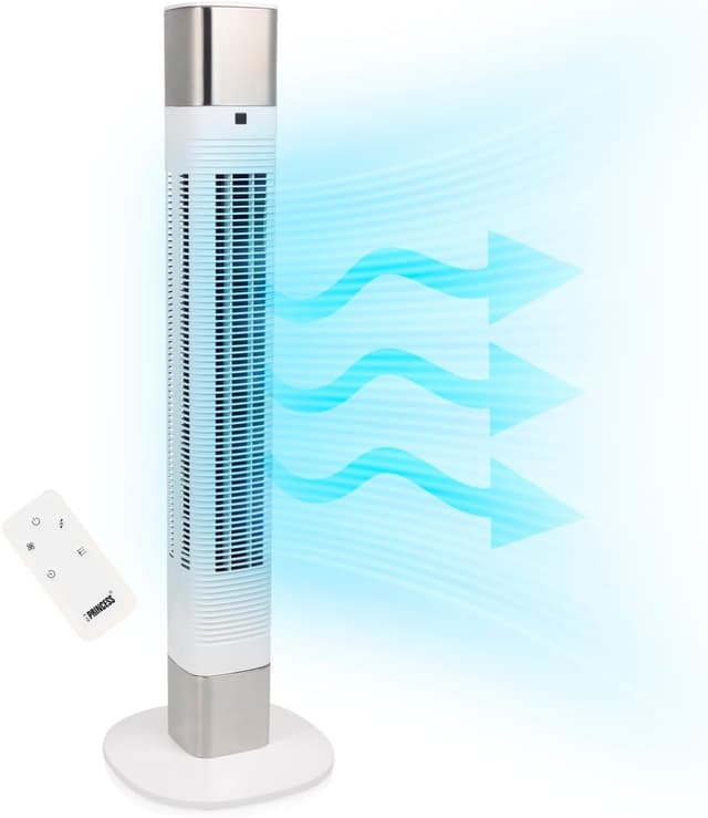 Detalle de Princess ventilatore a colonna silenziosa bianco da 103 cm: 3 modalità, 3 velocità e oscillazione