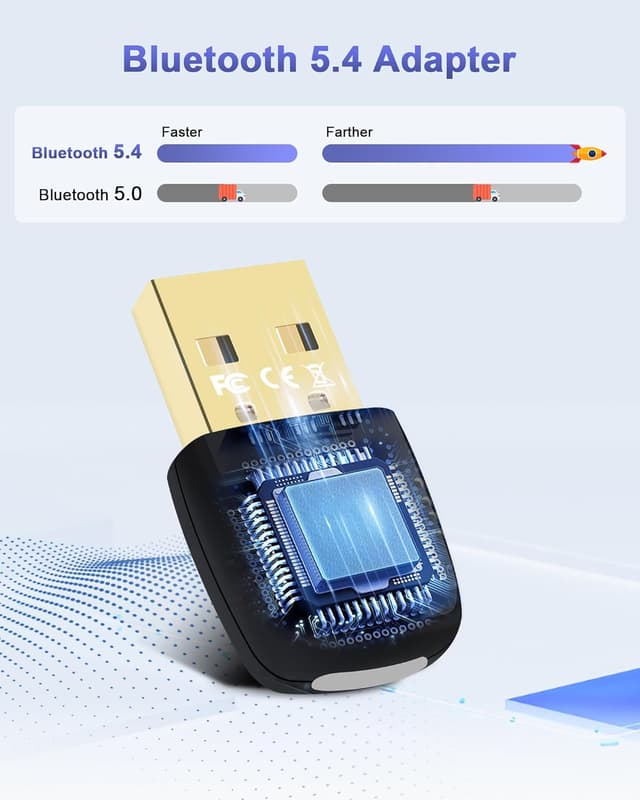 Detalle de Bluetooth-USB-Adapter 5.4 für PC – Low-Latency Plug & Play (Windows 7/10/8.1/11)
