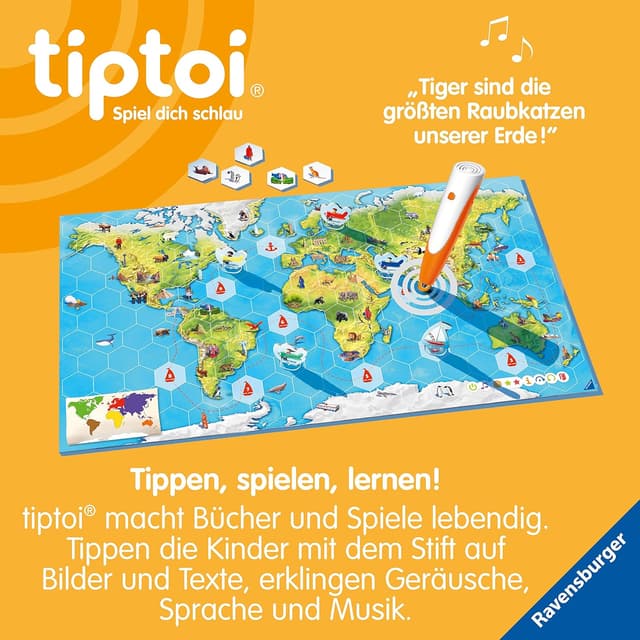 Detalle de Ravensburger tiptoi Spiel 00117 „Unsere Reise um die Welt“ – Lern-Geografiespiel ab 4 Jahren