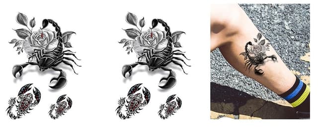 Thumbnail 1 de 2 Blätter Temporäres Skorpion Tattoo 20 x 15 cm