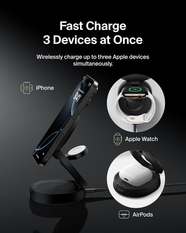 Thumbnail 1 de Belkin MagSafe 3-in-1 15W Charger