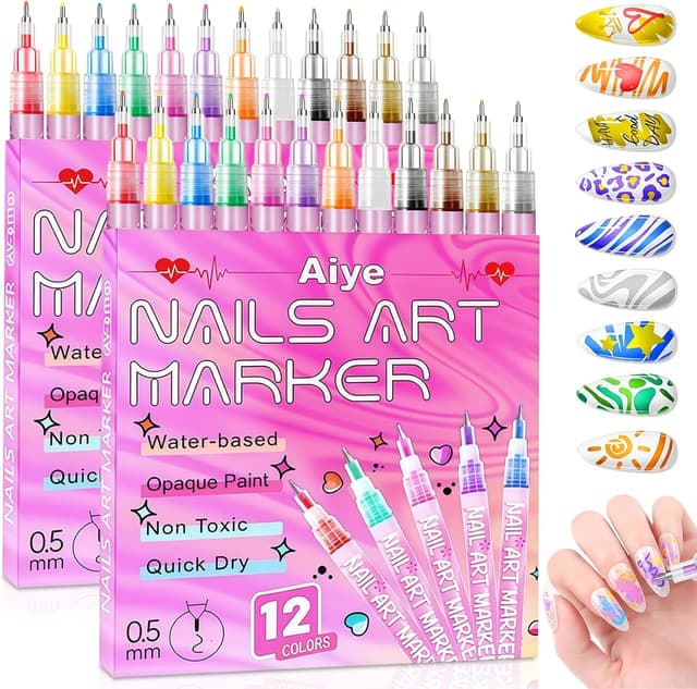 Imagen de flintronic Stylos Nail Art 12 couleurs 🎨 en OfertitasTOP