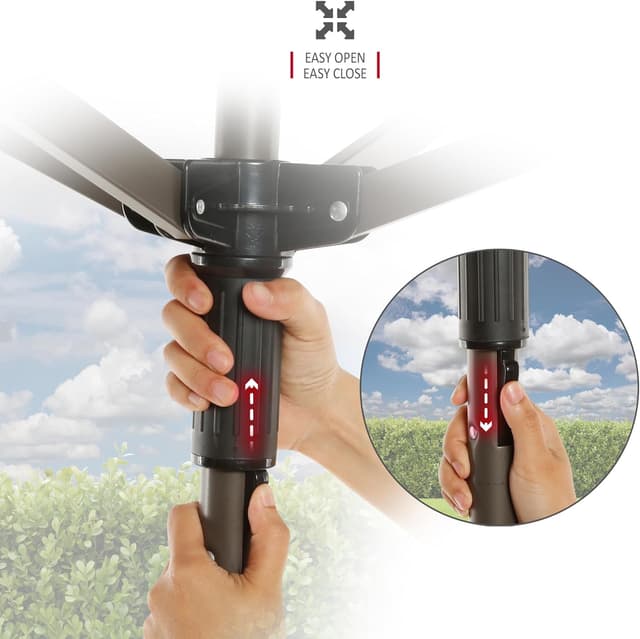 Detalle de NETTA Rotary Washing Line 4 Arm 45M (45m) – Heavy Duty Garden Rotary Airer with Cover & Ground Spike, Grey