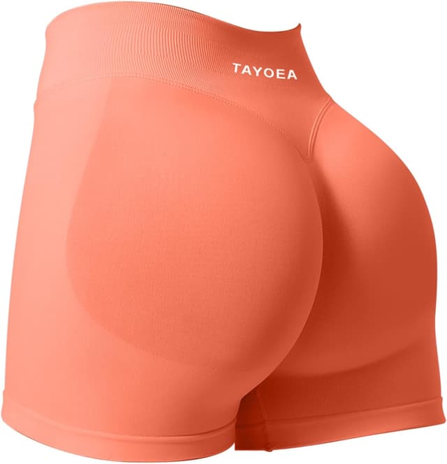 Detalle de TAYOEA Damen Sportshorts mit Scrunch & Push-up-Effekt (nahtlos) – kurze Leggings für Gym, Yoga & Alltag