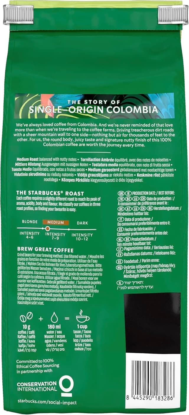 Thumbnail 3 de STARBUCKS Colombia Tostado Medio Café en Grano 450g x4