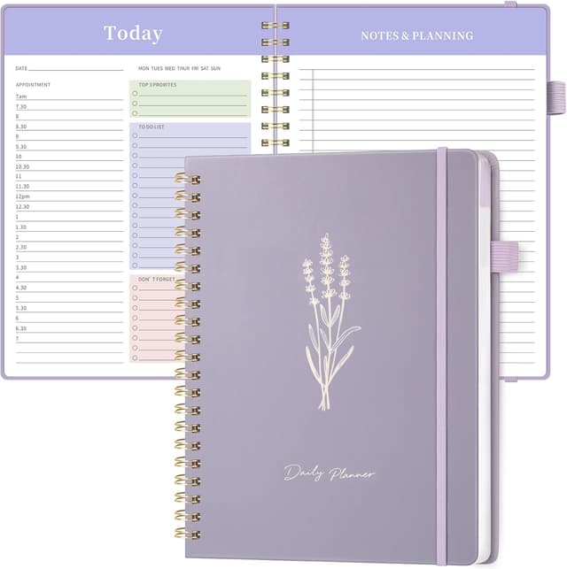 Detalle de Umriox Daily Planner Undated A4 with Hourly To-do Schedules (Purple)
