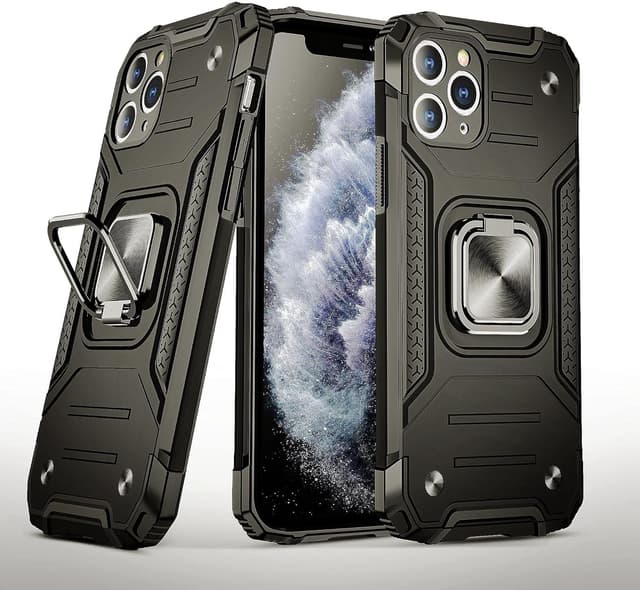 Detalle de SORAKA Hülle für iPhone 11 Pro mit Ringhalterung und Metallplatte für magnetische Autohalterung