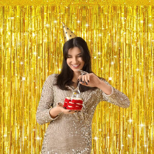 Thumbnail 5 de G2PLUS Cortina Fiesta 2PCS Foil Fringe Oro 1x2.5m 🎉