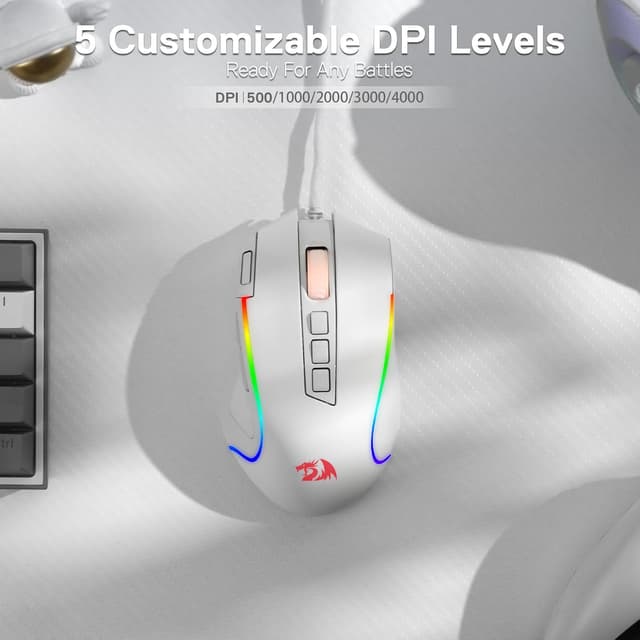 Detalle de Redragon M612 Predator RGB wired gaming mouse with 8000 DPI, 11 programmable buttons and Rapid Fire