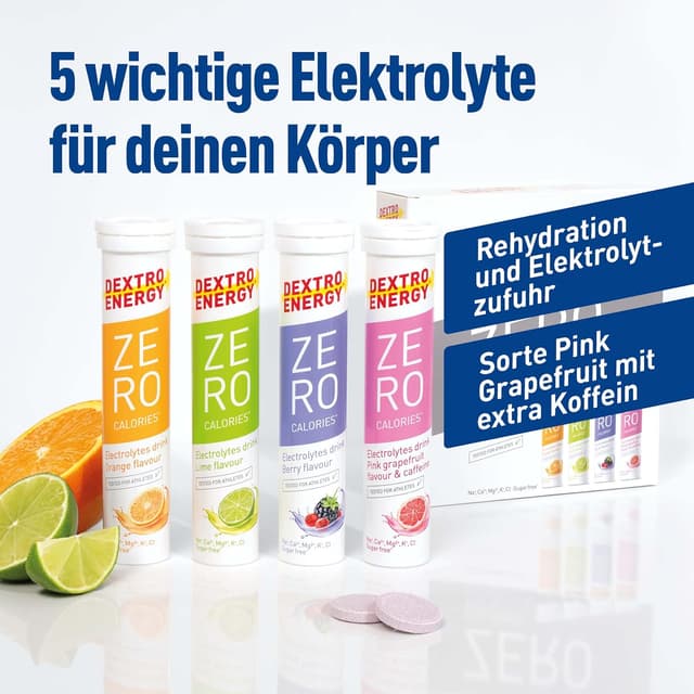Detalle 2 de Dextro Energy Elektrolyte ohne Zucker Mix Pack 4 Sorten 4er Pack 🍹