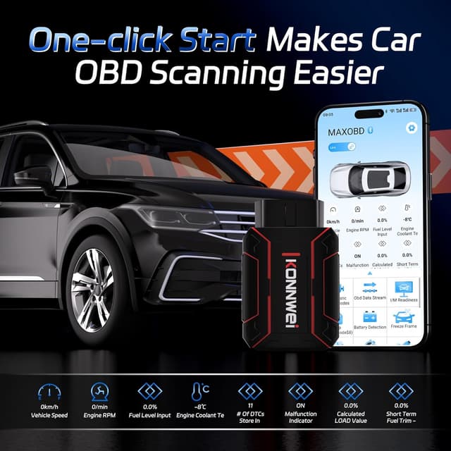 Detalle de KONNWEI MAXOBD OBD2 Bluetooth scanner per iOS/Android: lettura DTC e dati in tempo reale