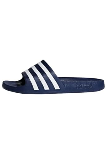 Detalle de adidas Adilette Aqua Slides unisex de secado rápido (Dark Blue/Cloud White), talla 40.5