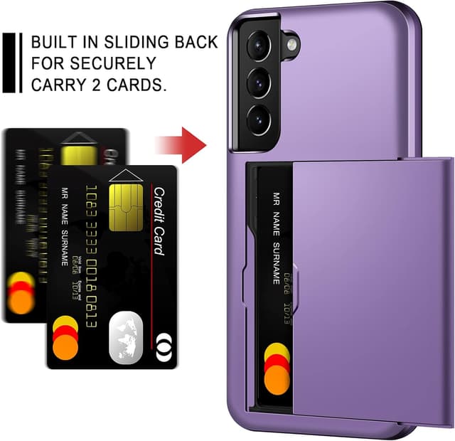 Detalle 2 de Coolden Samsung Galaxy S22 Wallet Case (Grey Purple) – card holder, shockproof hybrid protection