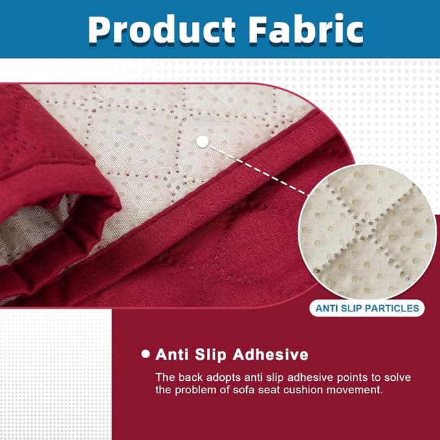 Thumbnail 2 de Jaotto Copridivano impermeabile trapuntato 2 posti con braccioli e tasche laterali (Bordeaux)