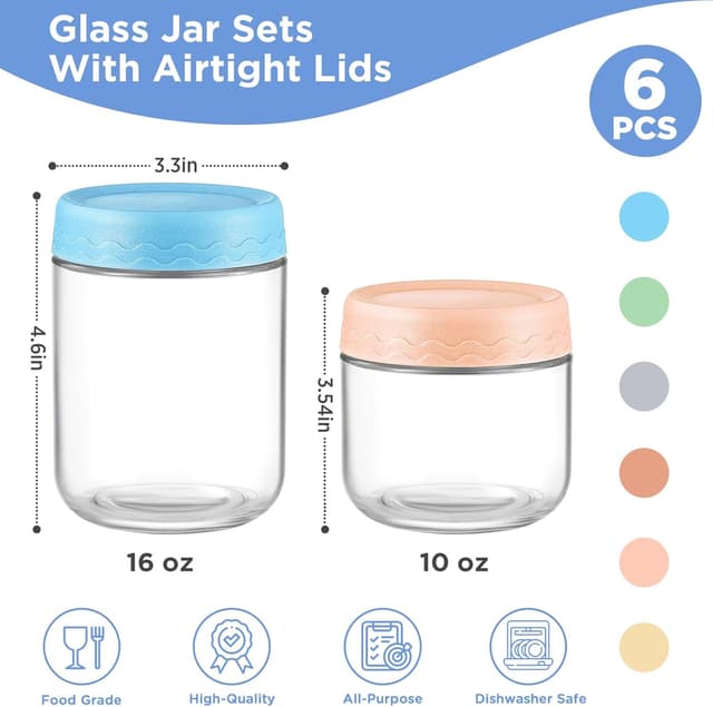 Detalle 2 de DRKIO Overnight Oats Glass Jars 16 oz 🥣