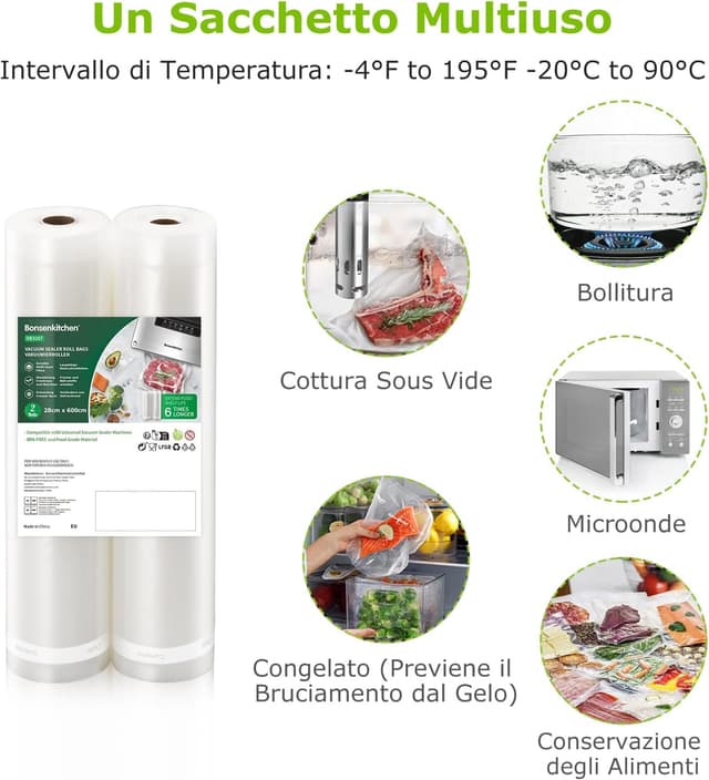 Detalle 2 de Bonsenkitchen VB3207 sacchetti sottovuoto 28 cm