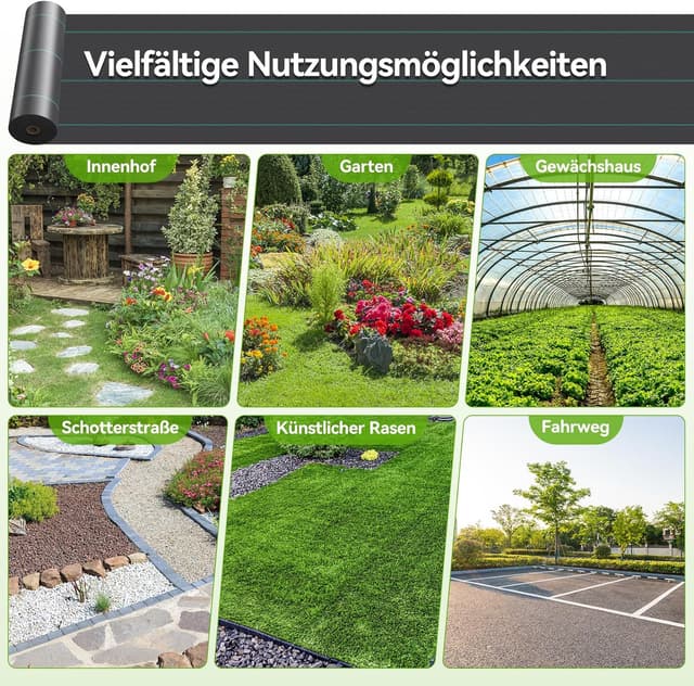 Thumbnail 6 de iropro Unkrautvlies Gartenvlies 2 m x 100 m (90 g/m²) – reißfest, wasserdurchlässig und UV-stabil