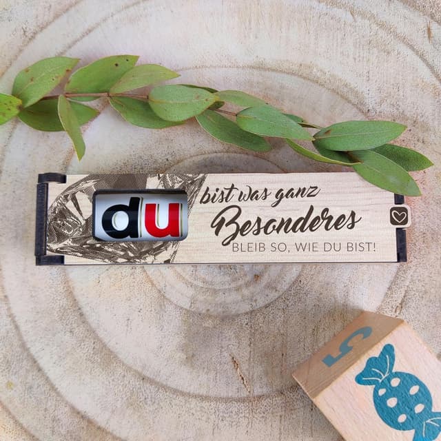 Detalle de Duplo Holz-Geschenkbox mit Spruch 🍫