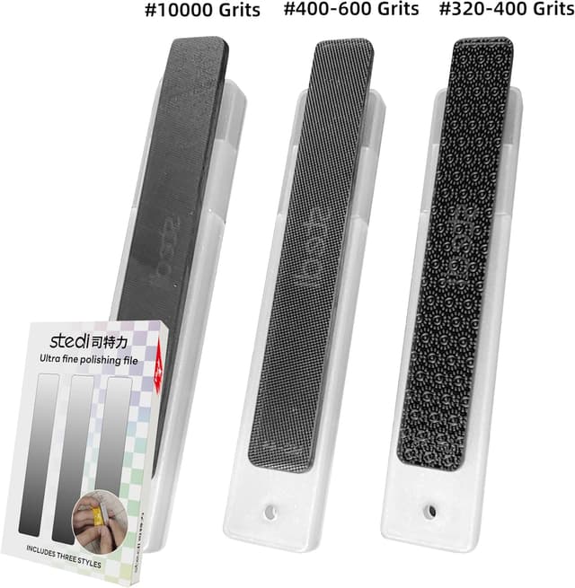 Detalle 2 de stedi Hobby Model Polierwerkzeuge-Set (3-teilig) für Glaspolierfeilen mit #320–400, #400–600 und #10000 Grit