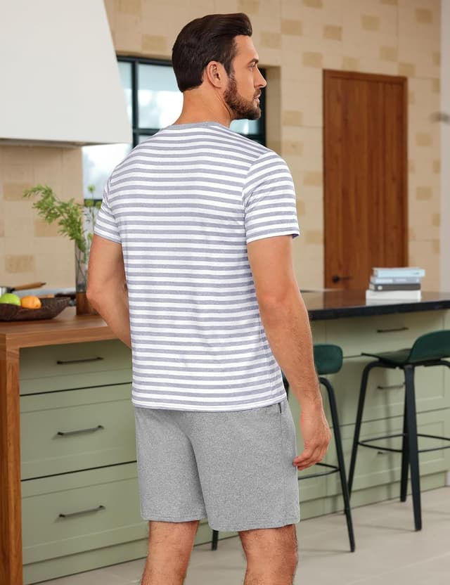 Detalle 2 de Leversic Pyjama homme été en coton, ensemble deux pièces à manches courtes (S à 4XL)