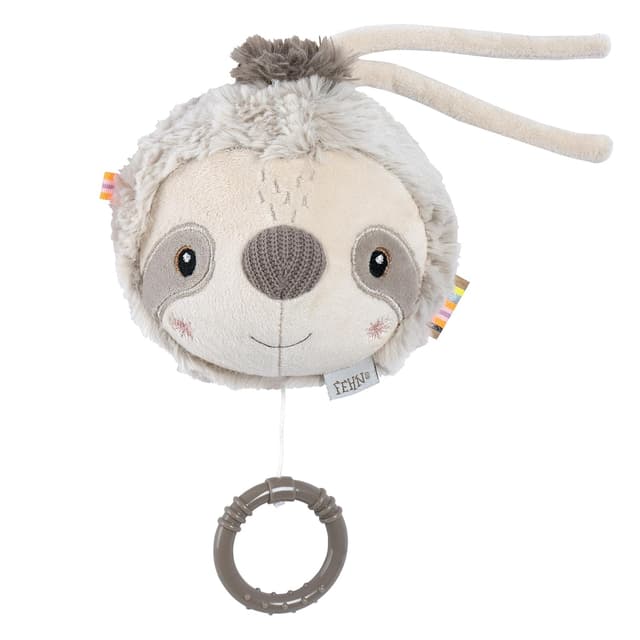 Detalle de Fehn Spieluhr Faultier – Kuscheltier & Einschlafhilfe mit Aufziehmelodie „Brahms Wiegenlied“