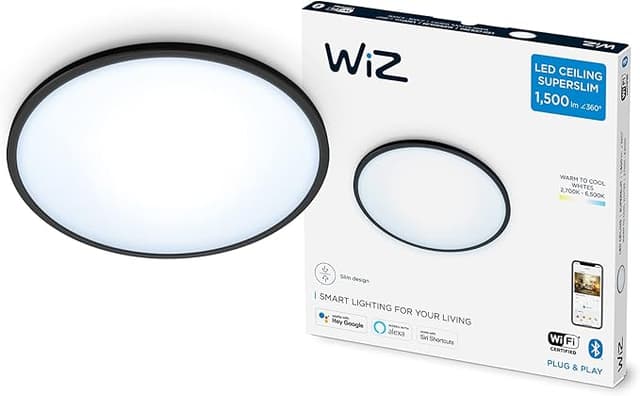 Detalle de WiZ Superslim 16W: Lámpara de Techo Inteligente Wi-Fi 🌟