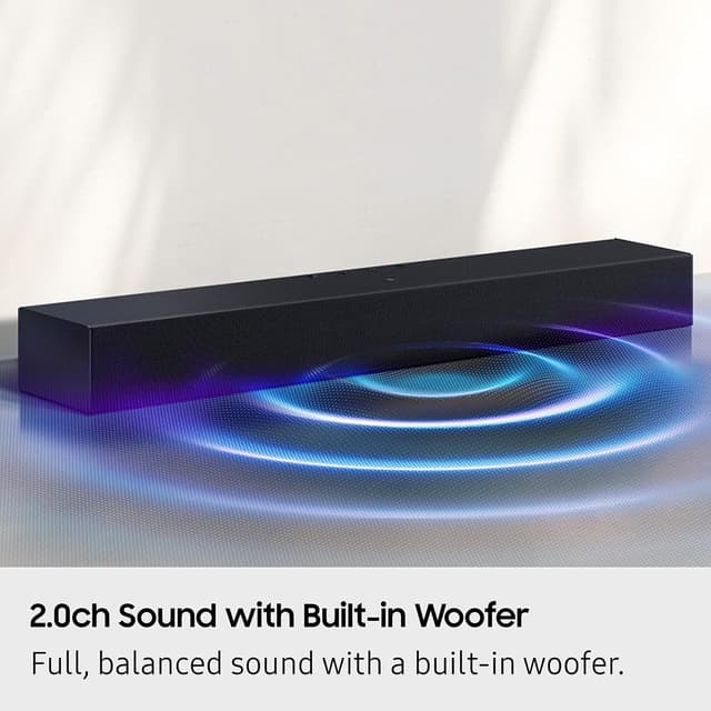 Detalle de Samsung B-Series Soundbar HW B400F (2025) 2.0 with Built-In Subwoofer + Voice Enhance Mode