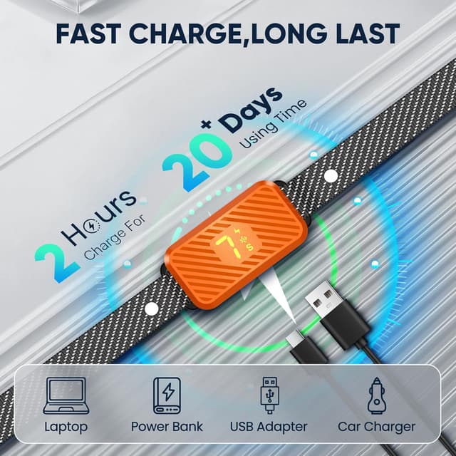 Thumbnail 6 de KJKZO Smart Bark Collar (Rechargeable, Waterproof IP67) with 7 Sensitivity Levels for Small to Large Dogs — Neon Orange