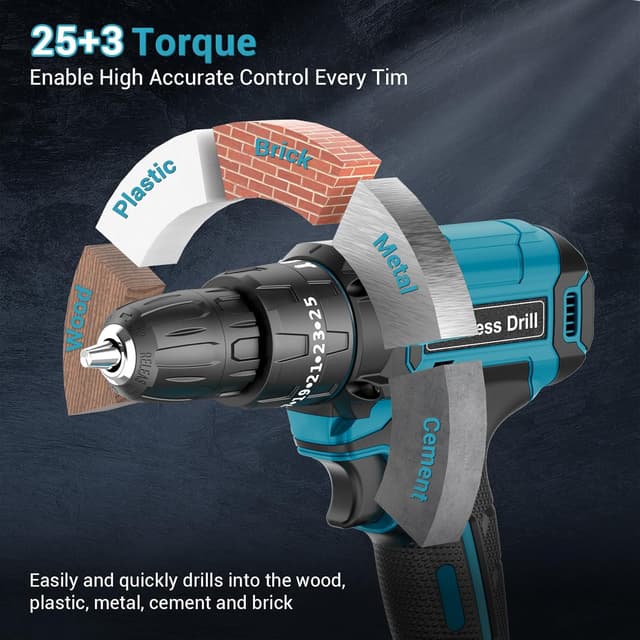 Detalle 2 de LEEIKOO Cordless Hammer Drill 21V, 42N.m 2.0Ah