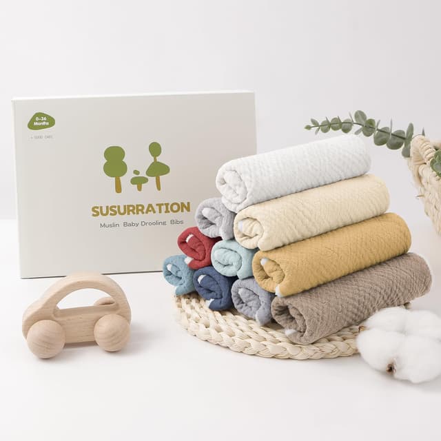 Thumbnail 6 de Susurration muslin baby drool bibs (triangle, adjustable, 6-pack) – blue, one size