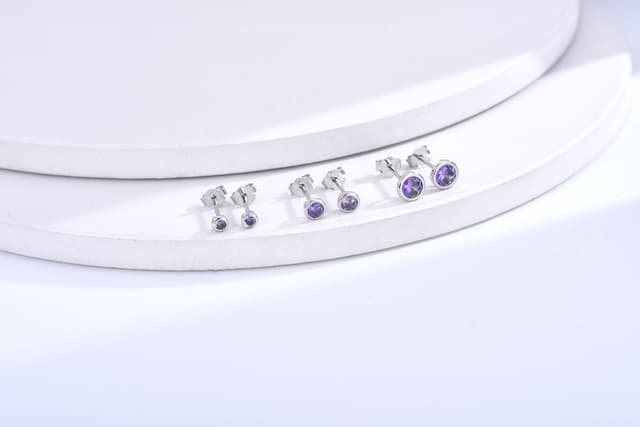Detalle de Damen Ohrstecker aus Sterling Silber 925 – 3er Set Klein mit Zirkonia (2/3/4 mm)
