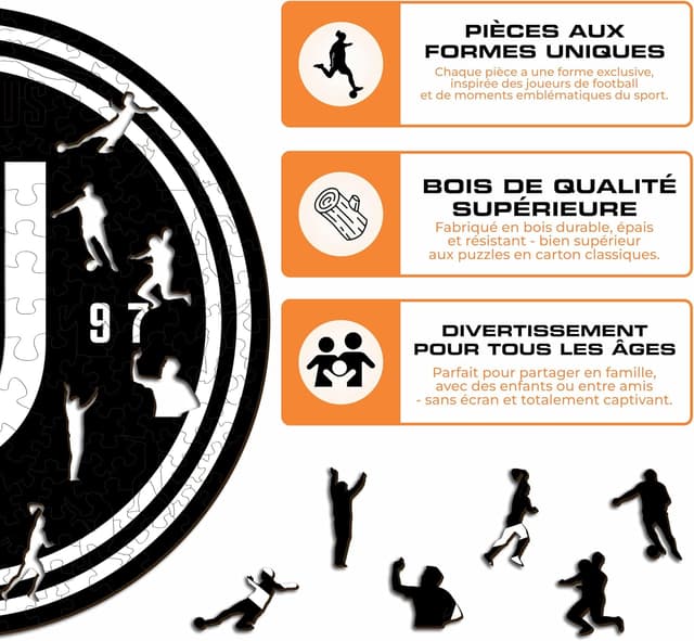 Thumbnail 6 de Iconic Puzzles Juventus (Logo) – Puzzle en bois sous licence officielle, taille S, 150 pièces