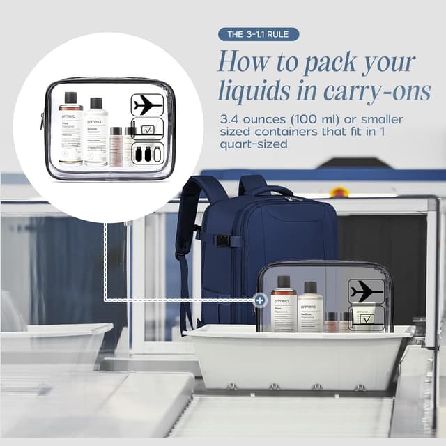 Detalle de Xkdoai cabin bag backpack for Easyjet (45 x 36 x 20cm) with TSA-style clear toiletry bag