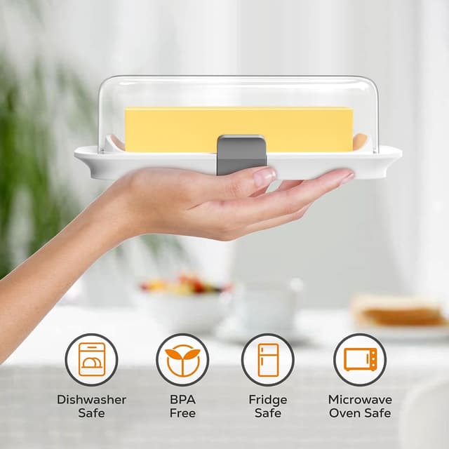 Detalle de Pisol Butter Dish with Lid (Countertop & Refrigerator Door Shelf) — Airtight Butter Keeper, BPA-Free