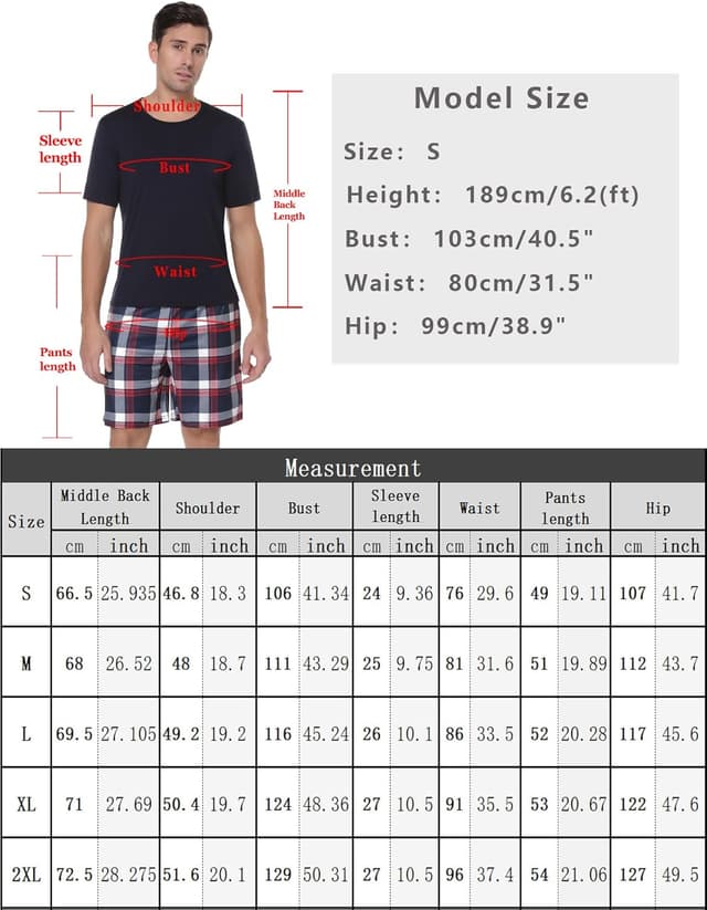 Thumbnail 5 de Uniexcosm Schlafanzug Herren Baumwolle Kurz