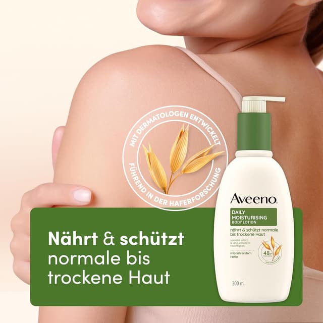 Detalle de Aveeno Daily Moisturising Bodylotion mit 48h Feuchtigkeit, parfümfrei – 300 ml