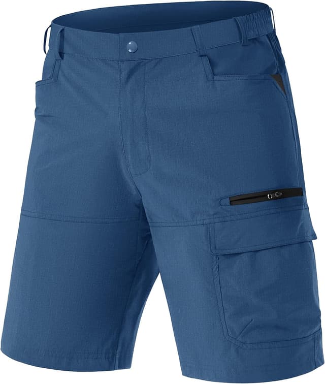 Detalle de TACVASEN men’s cargo shorts with quick-dry fabric, zip pockets and elasticated waistband (no belt)