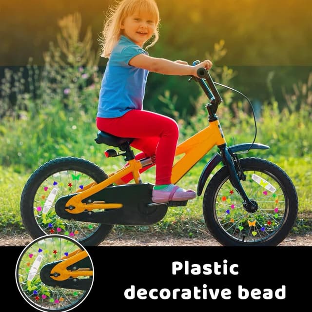 Detalle de Bunten Fahrradspeichen Dekorationen (120 Stück) – Reflektierende Speichenperlen für Kinderfahrräder