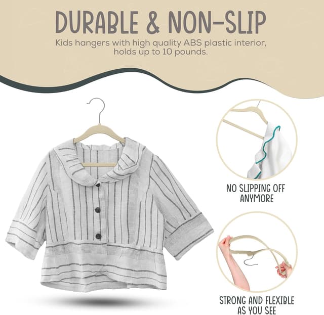 Thumbnail 3 de TechZoo 50 Premium Kids Velvet Hangers 14" — Non-Slip