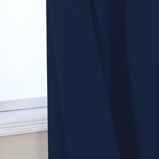Detalle 2 de VEHEDE Navy Blackout Thermal Curtains (2 Panels) – Eyelet room darkening for bedroom & living room