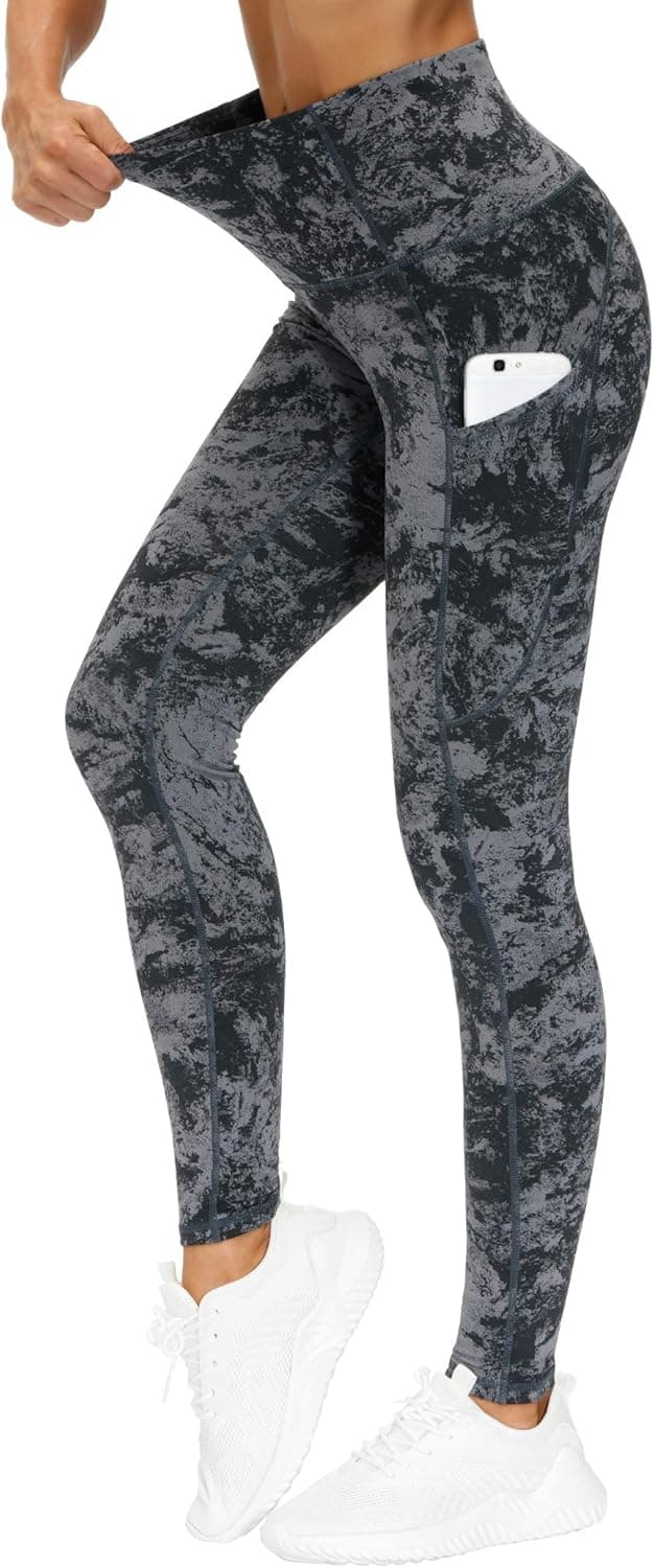 Detalle de THE GYM PEOPLE Thick High Waist Yoga Pants with Pockets (Tummy Control) for Women