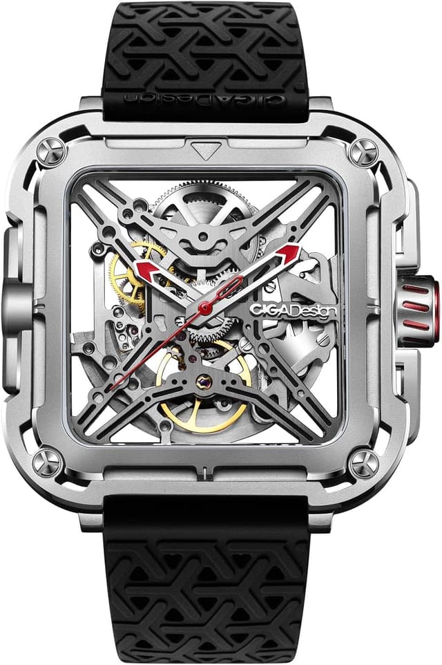 Detalle de CIGA Design Montre Automatique Homme Série X SUV – Squelette, cristal saphir et bracelet silicone