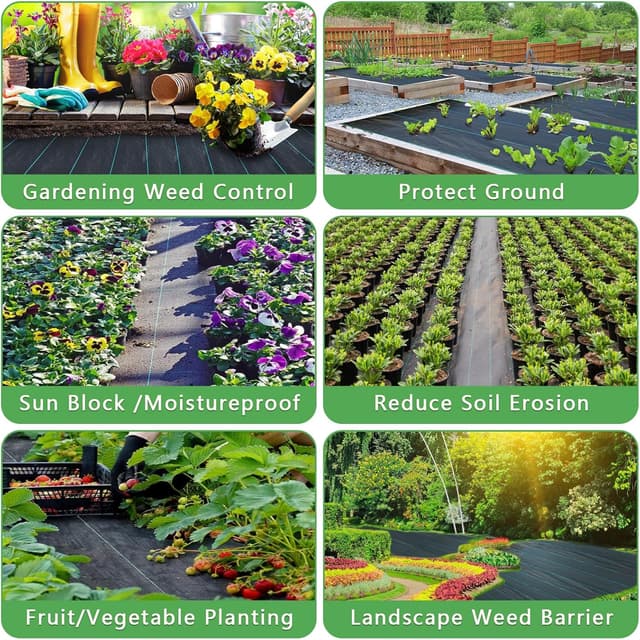 Detalle de MLZPU Heavy Duty Weed Control Membrane (1m x 50m) for patios, gravel, borders and artificial grass