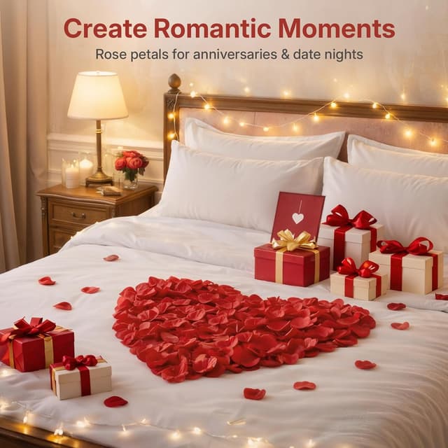 Thumbnail 5 de OWLKELA 1200 pétales rouges artificiels 🎉