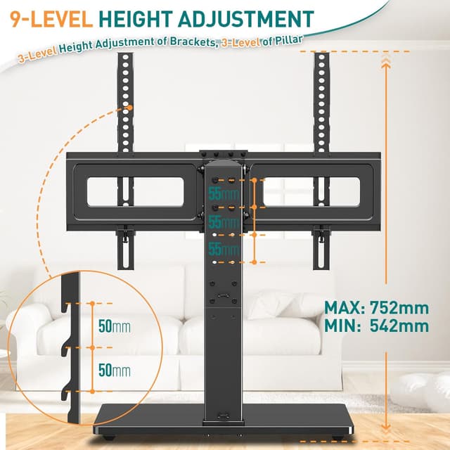 Detalle 2 de ELIVED EV017 Swivel TV Stand 37–70"