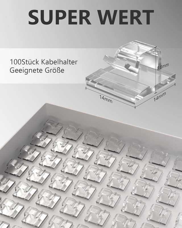 Detalle 2 de Tesmax 100 Stück Kabelhalter selbstklebend für Kabelmanagement