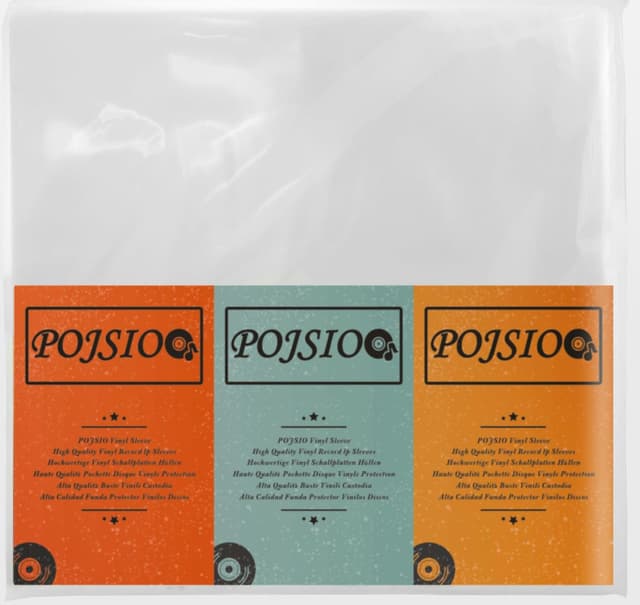 Thumbnail 6 de POJSIO 12 Zoll LP Schallplatten-Außenhüllen (50er-Pack) aus transparentem Polypropylen