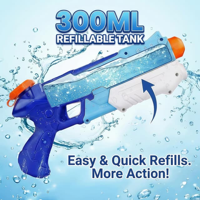 Detalle 2 de Vivyklfc Water Pistols 2-Pack (300ml) – Leak-proof pump-action water blasters with 8–10m range
