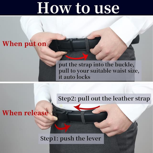 Thumbnail 4 de Alphyly Leather Ratchet Dress Belt for Men